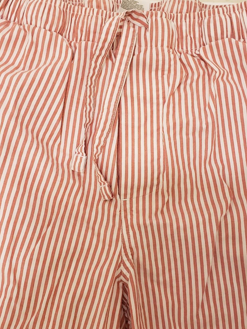 Lands' End Rust and White Striped Drawstring Loung Pants - Picture 2 of 3